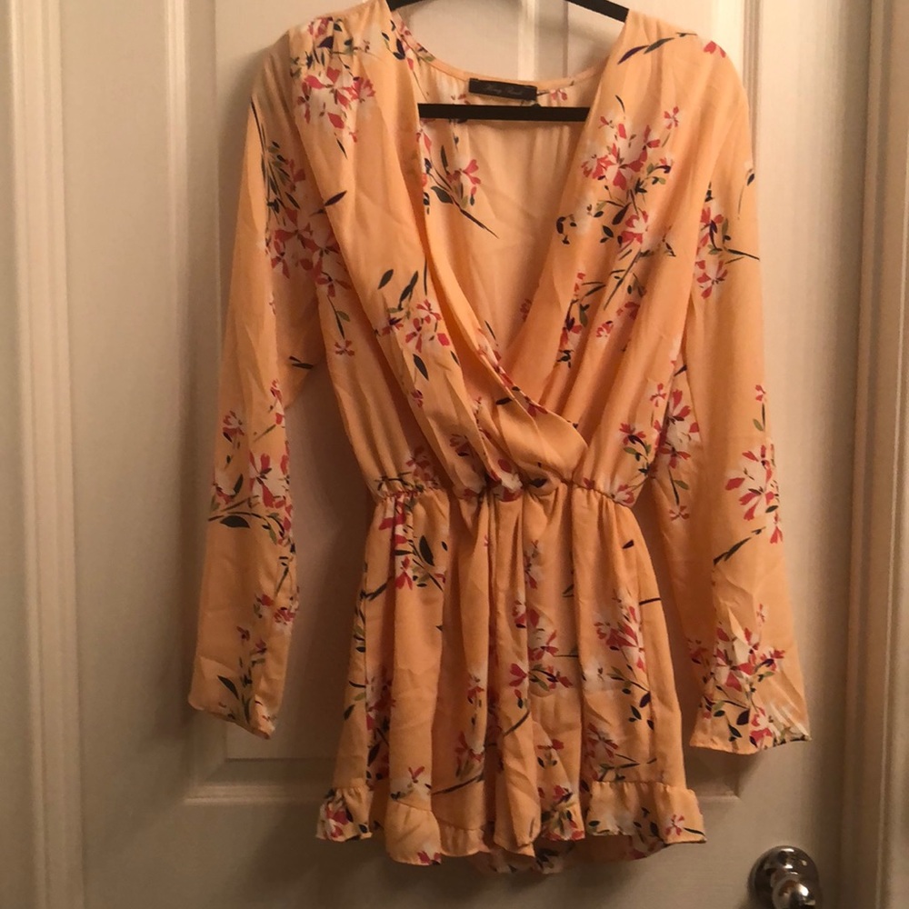 Honey Punch Peach Floral Romper #58